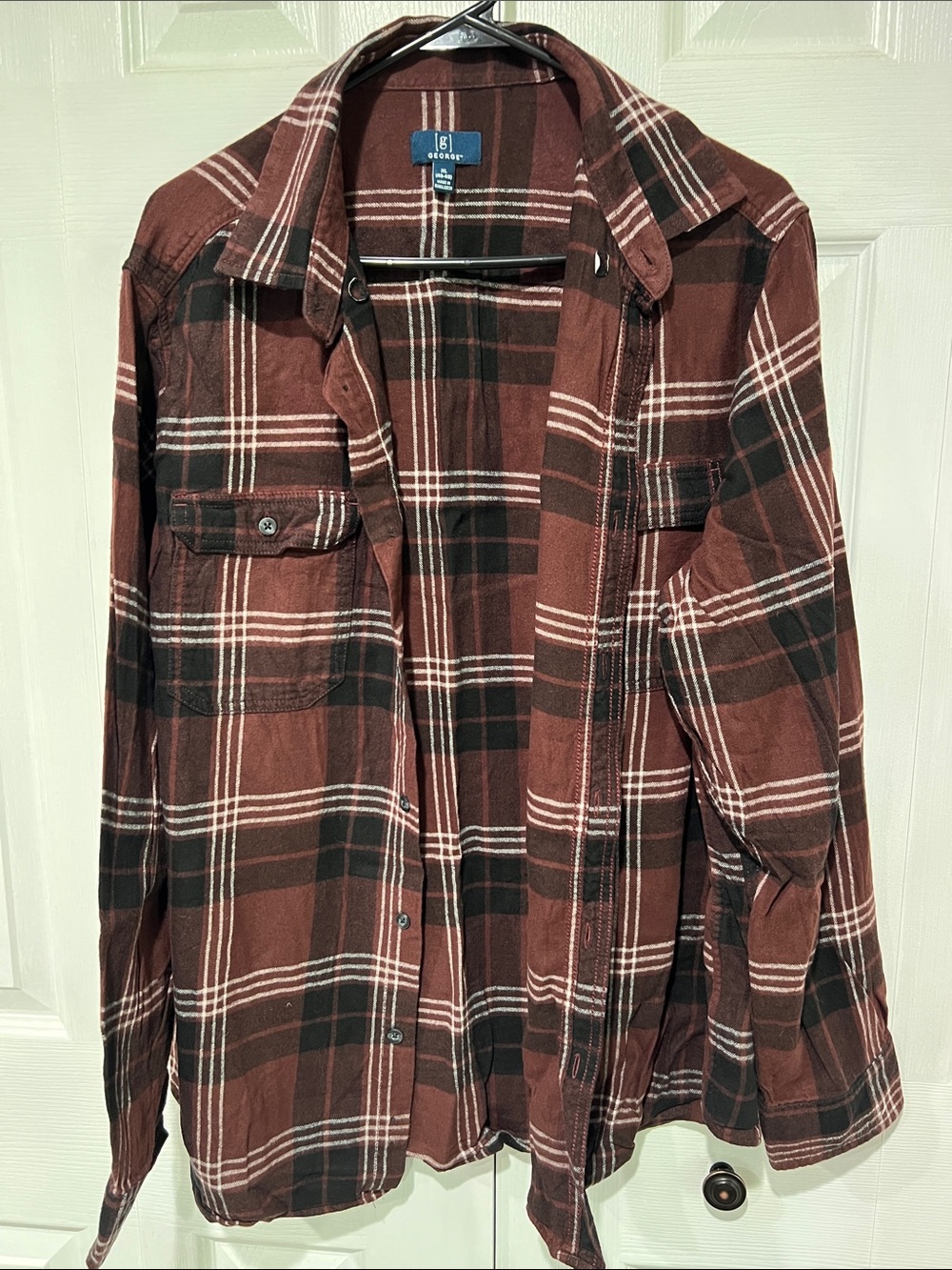 George Men’s Brown & Black Plaid Flannel Shirt Jacket